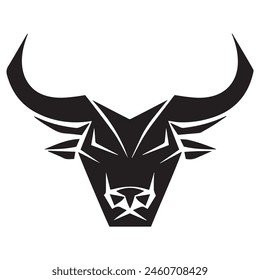 Geometric bull head logo in black and white. Modern, abstract vector design, ideal for finance or sports branding