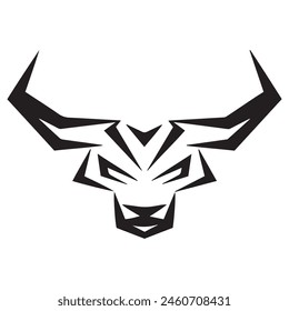 Geometric bull head logo in black and white. Modern, abstract vector design, ideal for finance or sports branding