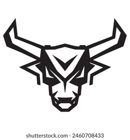 Geometric bull head logo in black and white. Modern, abstract vector design, ideal for finance or sports branding