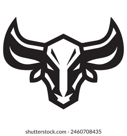 Geometric bull head logo in black and white. Modern, abstract vector design, ideal for finance or sports branding