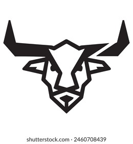 Geometric bull head logo in black and white. Modern, abstract vector design, ideal for finance or sports branding