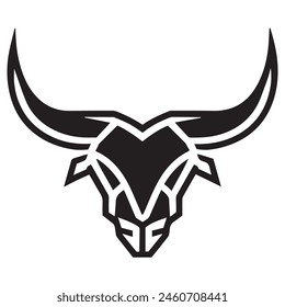 Geometric bull head logo in black and white. Modern, abstract vector design, ideal for finance or sports branding