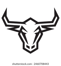 Geometric bull head logo in black and white. Modern, abstract vector design, ideal for finance or sports branding