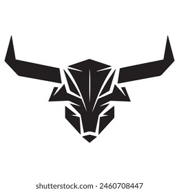 Geometric bull head logo in black and white. Modern, abstract vector design, ideal for finance or sports branding