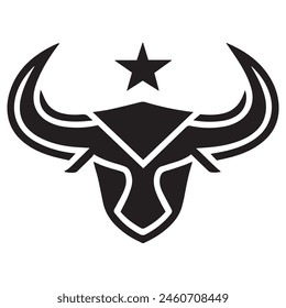 Geometric bull head logo in black and white. Modern, abstract vector design, ideal for finance or sports branding