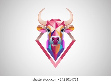 Geometric bull head logo design vector illustration