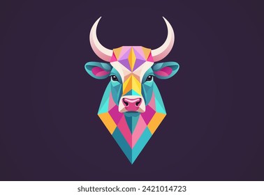 Geometric bull head logo design vector illustration