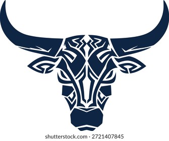 Geometric Bull Head with Tribal Patterns