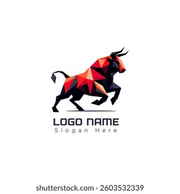 Geometric Bull Logo Design Template