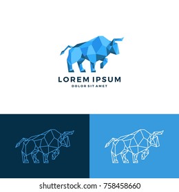 geometric bull logo low poly vector download