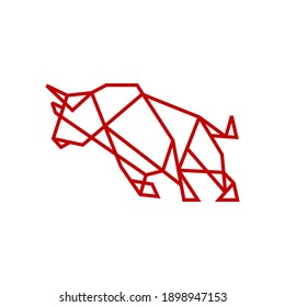 Geometric Bull Tech Charging Line Outline Logo Vector Icon Illustration