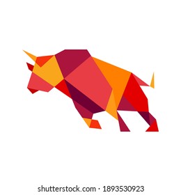 geometric bull tech charging logo vector icon illustration