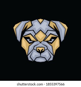 Mascota de bulldog geométrica, plantilla de emblema de diseño animal para logotipo o camiseta