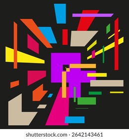 Geometric burst icon. Pink shape vector. Colorful dynamic rays. Abstract motion form.