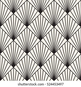 Geometric Burst Lines Rhombus Grid. Abstract Geometric Background Design. Vector Seamless Black and White Pattern.