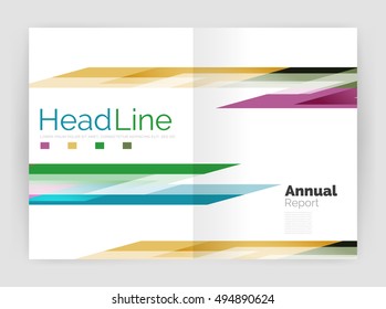 Geometric business annual report templates, modern brochure flyer template. Vector illustration