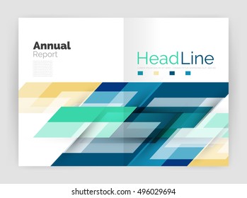 Geometric business annual report templates, modern brochure flyer template. Vector illustration