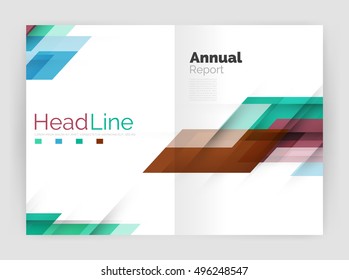 Geometric business annual report templates, modern brochure flyer template. Vector illustration