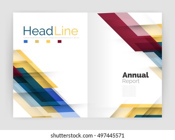 Geometric business annual report templates, modern brochure flyer template. Vector illustration