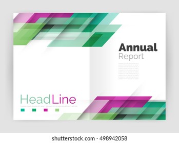 Geometric business annual report templates, modern brochure flyer template. Vector illustration