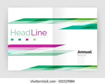 Geometric business annual report templates, modern brochure flyer template. Vector illustration