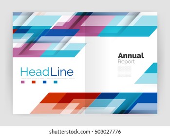Geometric business annual report templates, modern brochure flyer template. Vector illustration