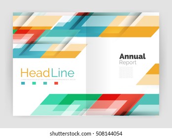 Geometric business annual report templates, modern brochure flyer template. Vector illustration