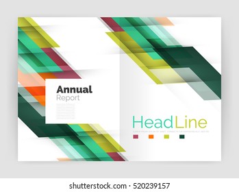 Geometric business annual report templates, modern brochure flyer template. Vector illustration