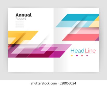 Geometric business annual report templates, modern brochure flyer template. Vector illustration