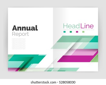 Geometric business annual report templates, modern brochure flyer template. Vector illustration