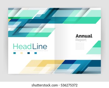 Geometric business annual report templates, modern brochure flyer template. Vector illustration