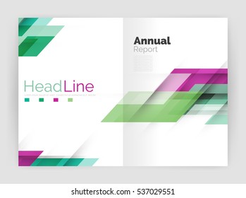 Geometric business annual report templates, modern brochure flyer template. Vector illustration