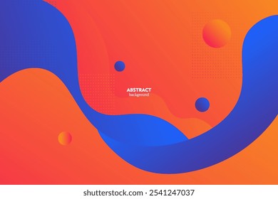 Plano de fundo laranja de design de banner comercial geométrico. Design de banner criativo com forma de onda azul como modelo. Design simples em banner horizontal. Eps10