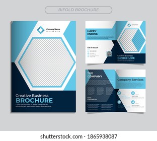 Geometric Business Bi-fold Brochure Design Templates with modern, minimal and abstract design in A4 bi-fold template format vector