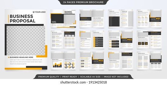 Geometric business bifold brochure template design with minimalist style and clean concept use for business annual report and presentation