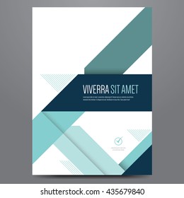 Geometric business brochure, flyer, poster, annual report, magazine cover vector template. Modern blue and green corporate flat design.