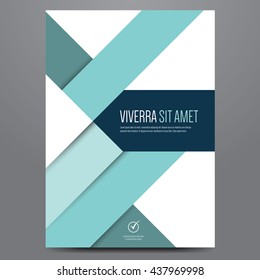 Geometric business brochure, flyer, poster, annual report, magazine cover vector template. Modern blue and green corporate flat design.