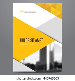 Geometric business brochure  flyer  poster  annual report  magazine cover vector template  Modern yellow   grey corporate flat design 