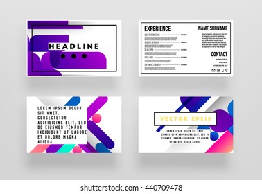 Geometric Business Cards Backgrounds Set. Triangles Pattern. Flat Style Design. Vector Illustration