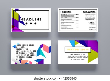 Geometric Business Cards Backgrounds Set. Triangles Pattern. Flat Style Design. Vector Illustration