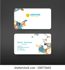geometric business cards design template layout, vector illustration