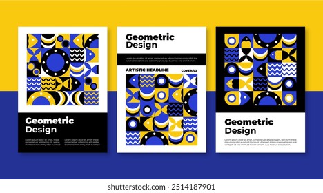 Geometric business cover collection template vector design in eps 10