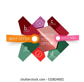 Geometric business infographics templates. Vector illustration with sample text and options