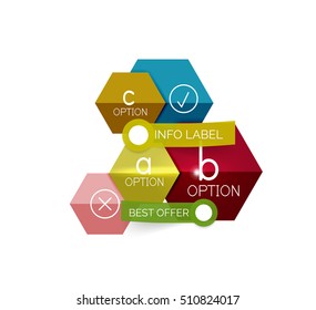 Geometric business infographics templates. Vector illustration with sample text and options