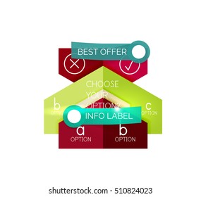 Geometric business infographics templates. Vector illustration with sample text and options