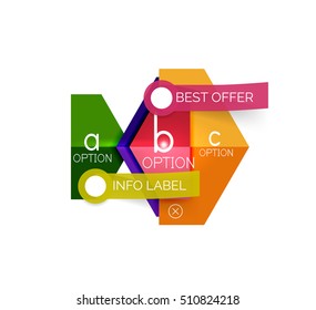 Geometric business infographics templates. Vector illustration with sample text and options