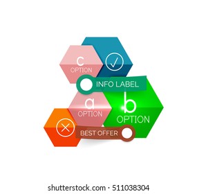 Geometric business infographics templates. Vector illustration with sample text and options