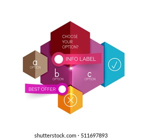 Vorlagen für geometrische Geschäftsinformationen. Vektorgrafik mit Beispieltext und Optionen