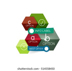Geometric business infographics templates. Vector illustration with sample text and options