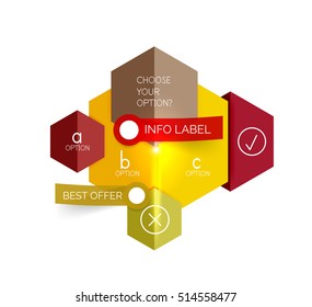 Geometric business infographics templates. Vector illustration with sample text and options